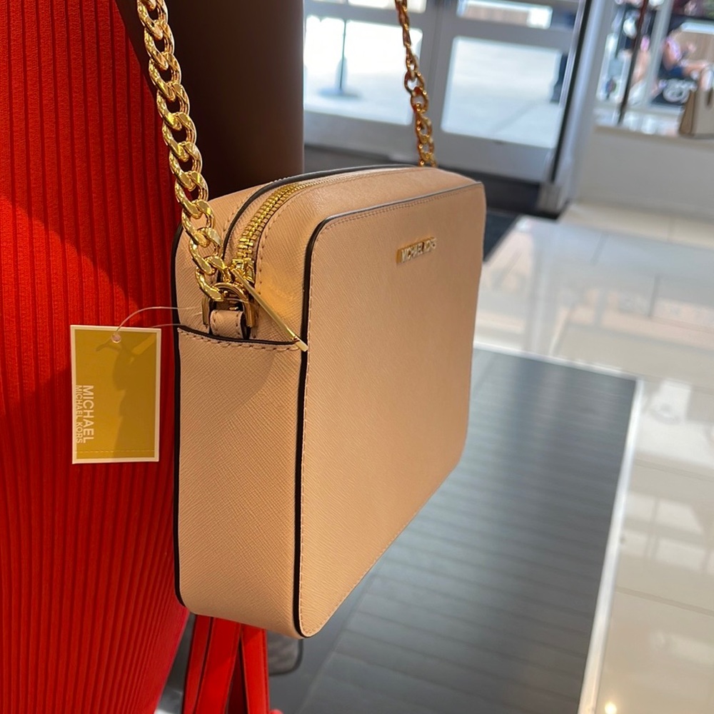 Michael Kors Jet Set Item Large East West Zip Crossbody Leathr Powder Blush/Pink - Picture 8 of 16